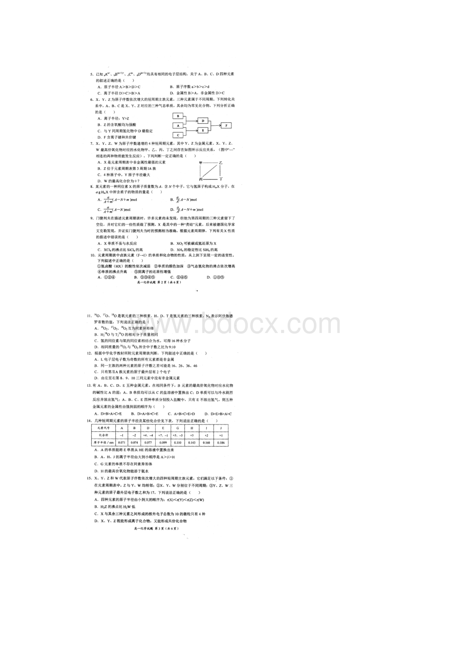 河南省豫西名校学年高一化学下学期第一次联考试题扫描版.docx_第2页