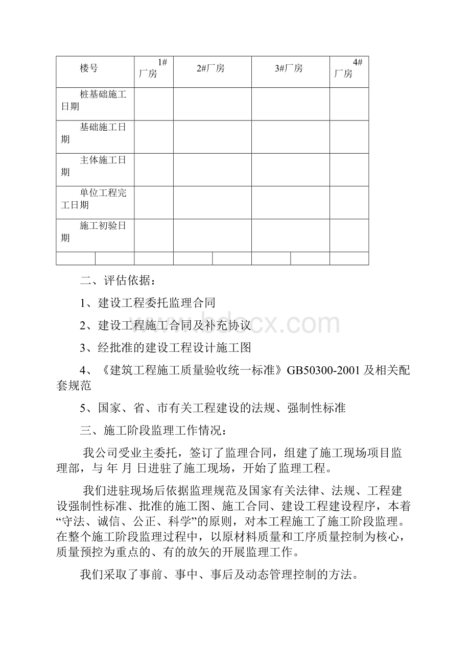 某厂房工程竣工监理验收评估报告16页.docx_第2页