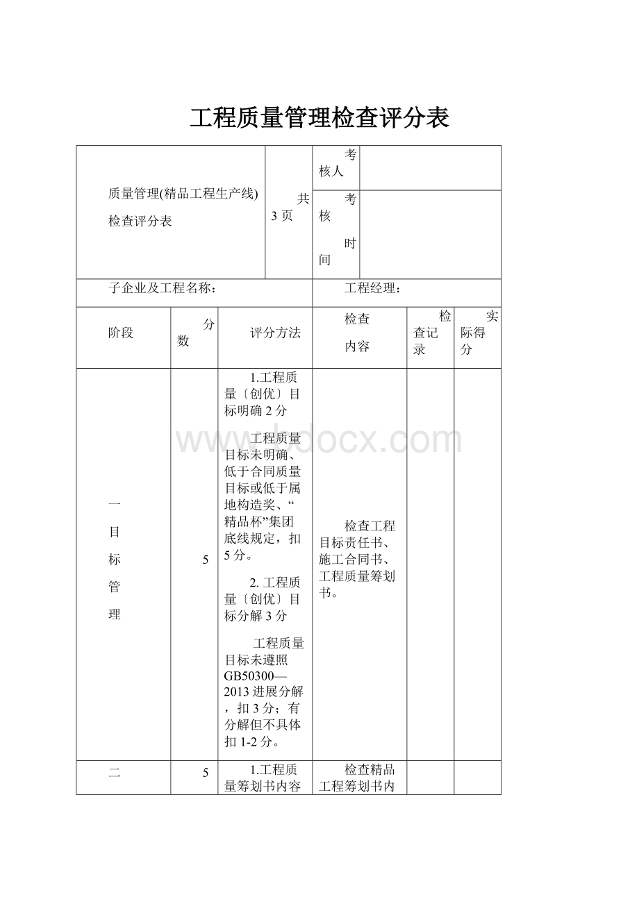 工程质量管理检查评分表.docx