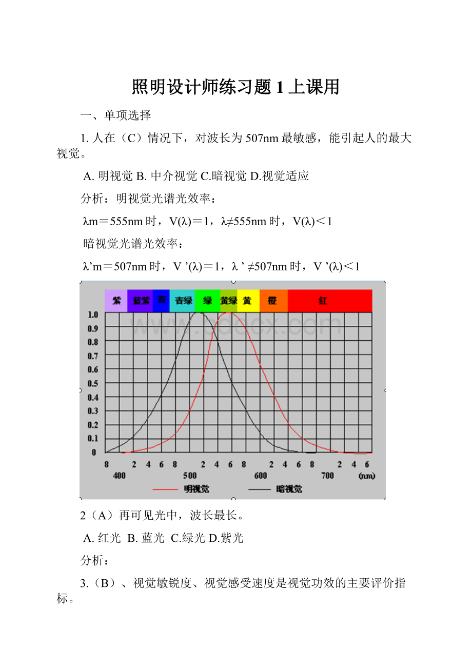 照明设计师练习题1上课用.docx_第1页