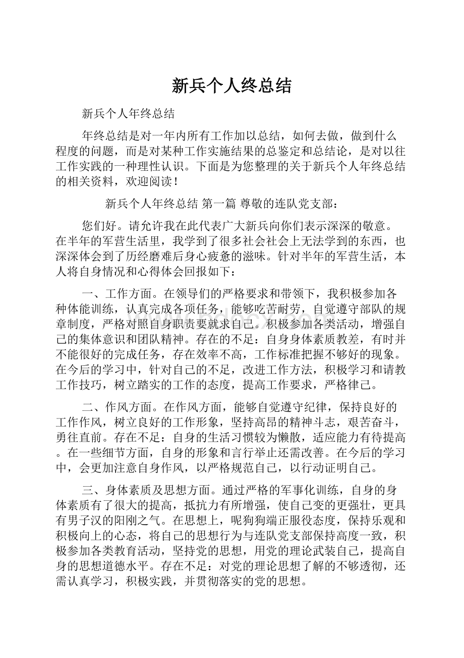 新兵个人终总结.docx