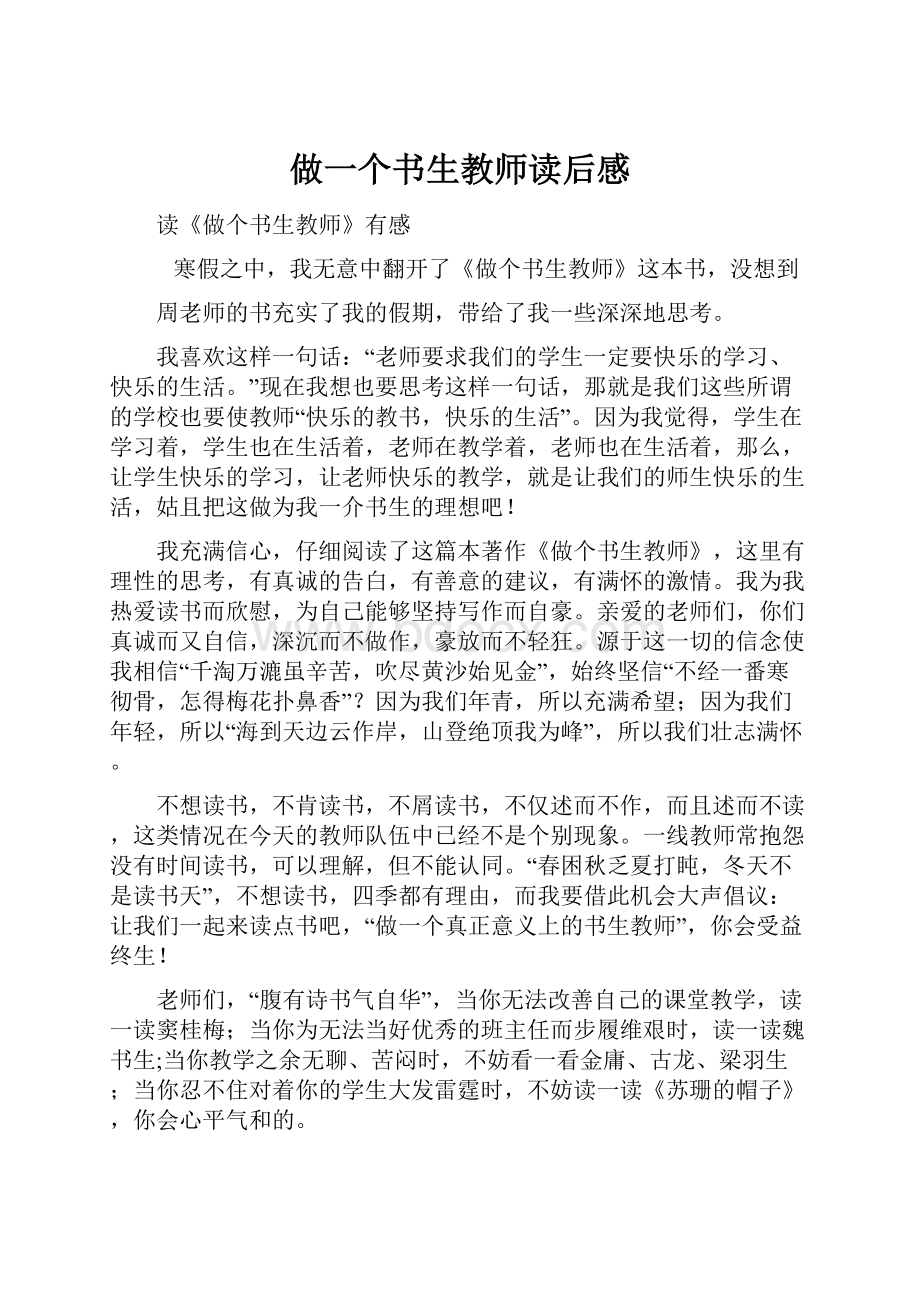 做一个书生教师读后感.docx_第1页