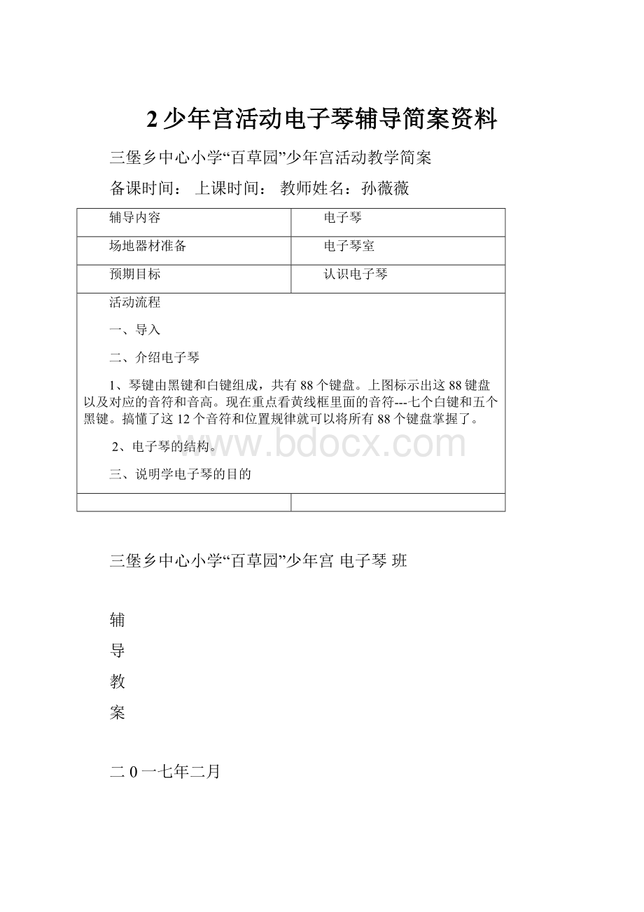 2少年宫活动电子琴辅导简案资料.docx