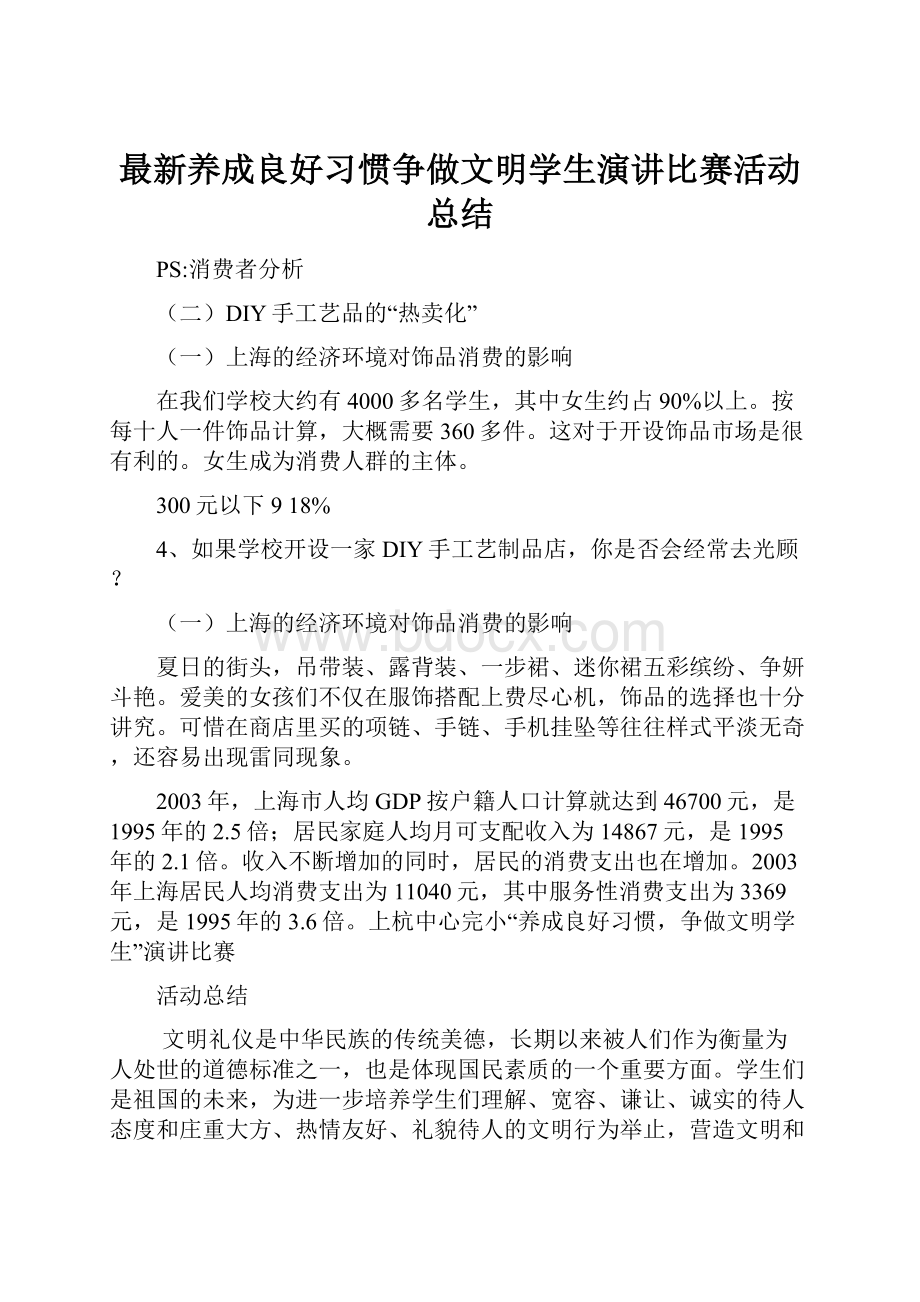 最新养成良好习惯争做文明学生演讲比赛活动总结.docx