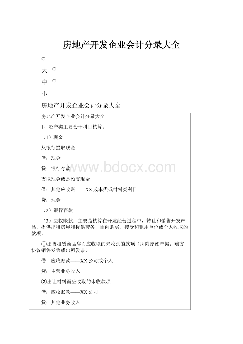 房地产开发企业会计分录大全.docx_第1页