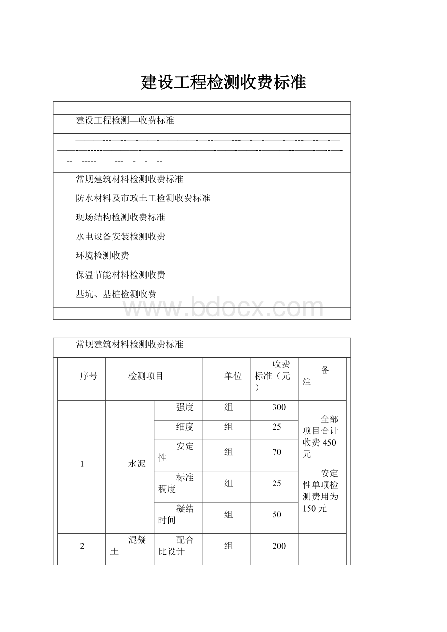 建设工程检测收费标准.docx