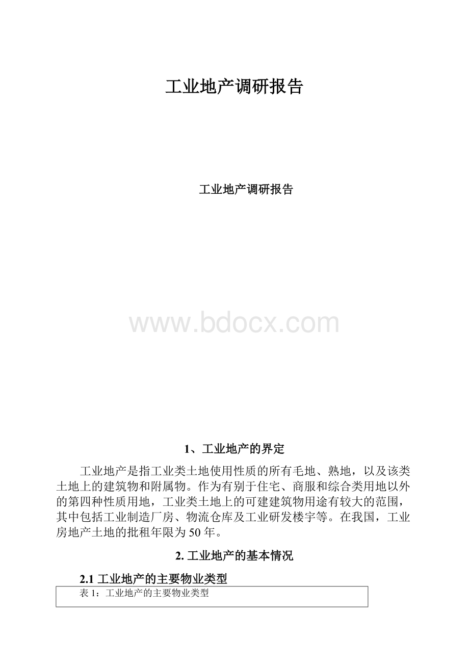 工业地产调研报告.docx_第1页