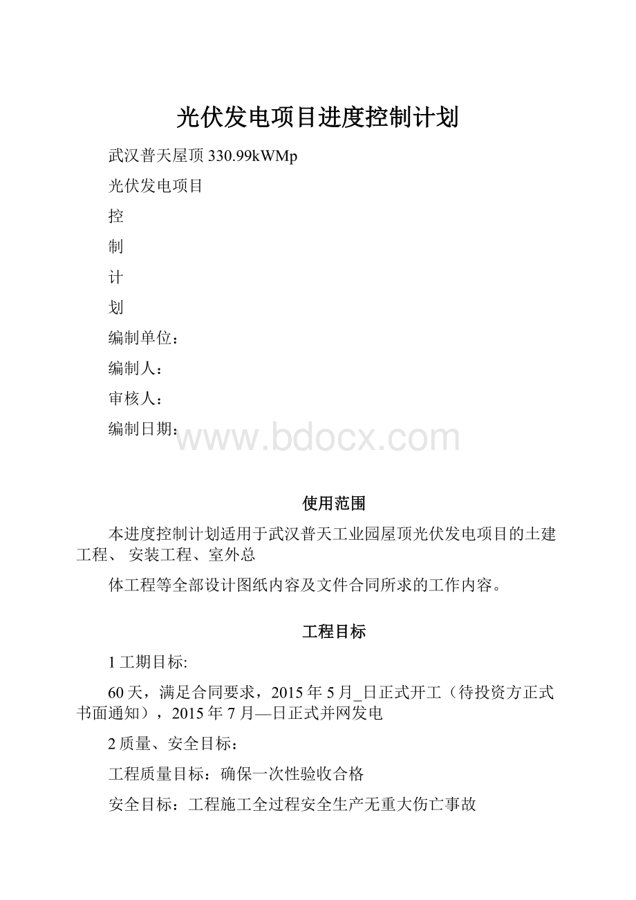 光伏发电项目进度控制计划.docx