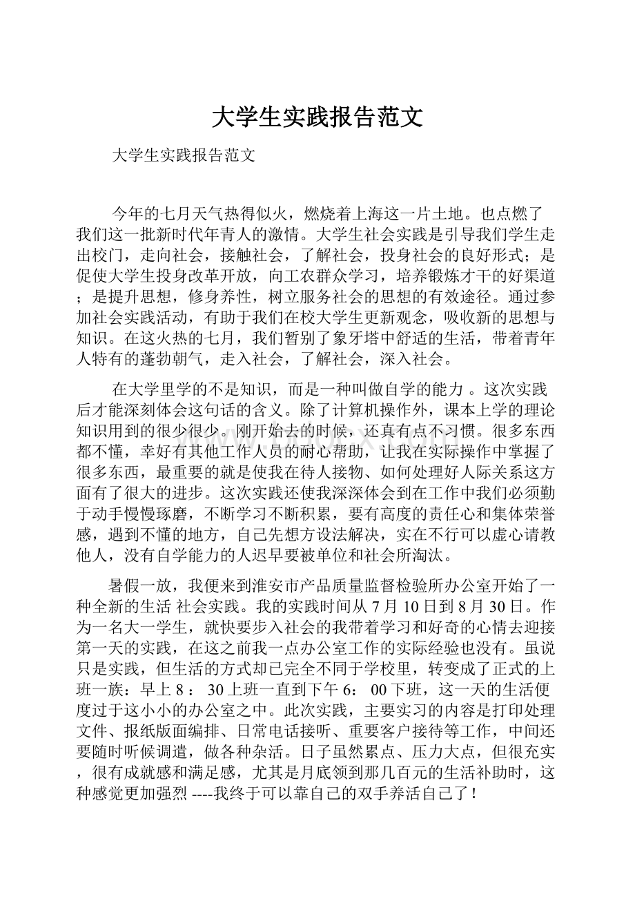 大学生实践报告范文.docx_第1页