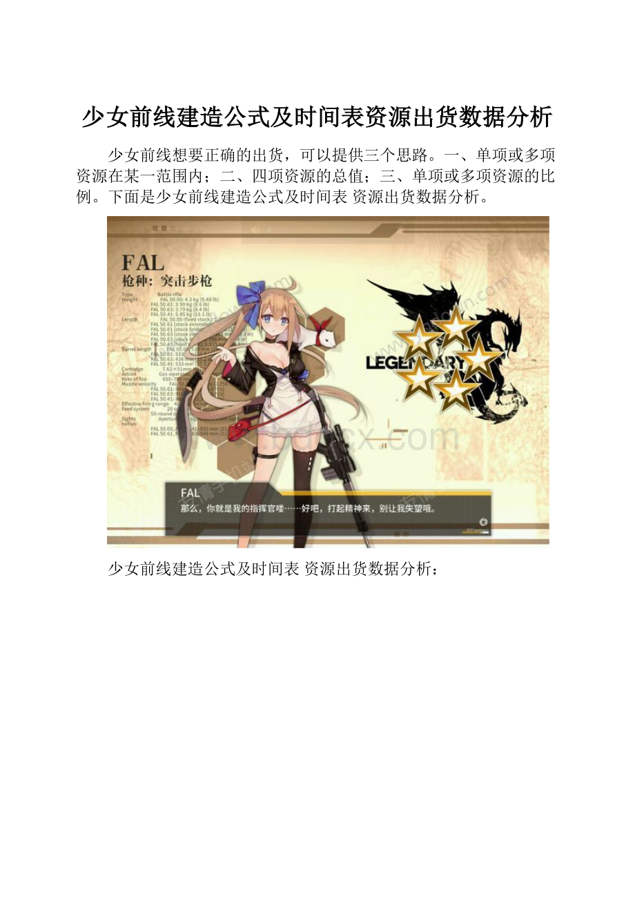 少女前线建造公式及时间表资源出货数据分析.docx_第1页