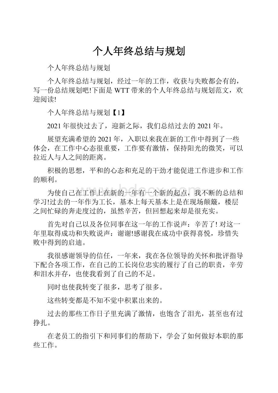 个人年终总结与规划.docx