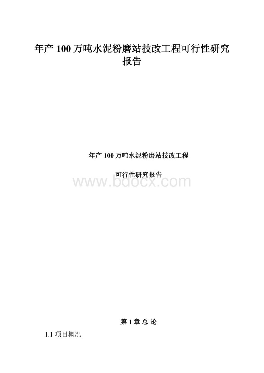 年产100万吨水泥粉磨站技改工程可行性研究报告.docx_第1页