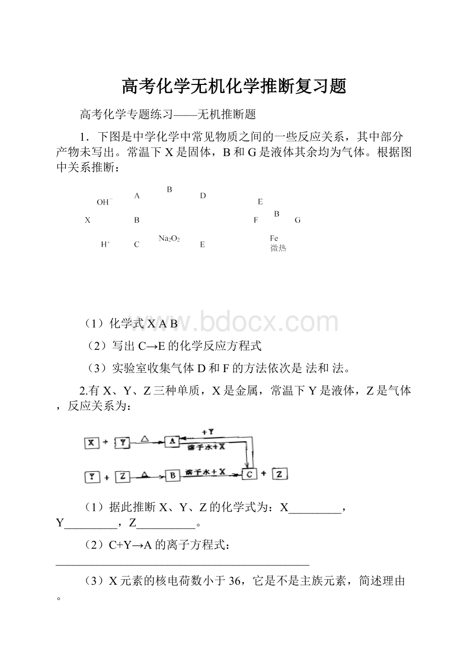 高考化学无机化学推断复习题.docx_第1页