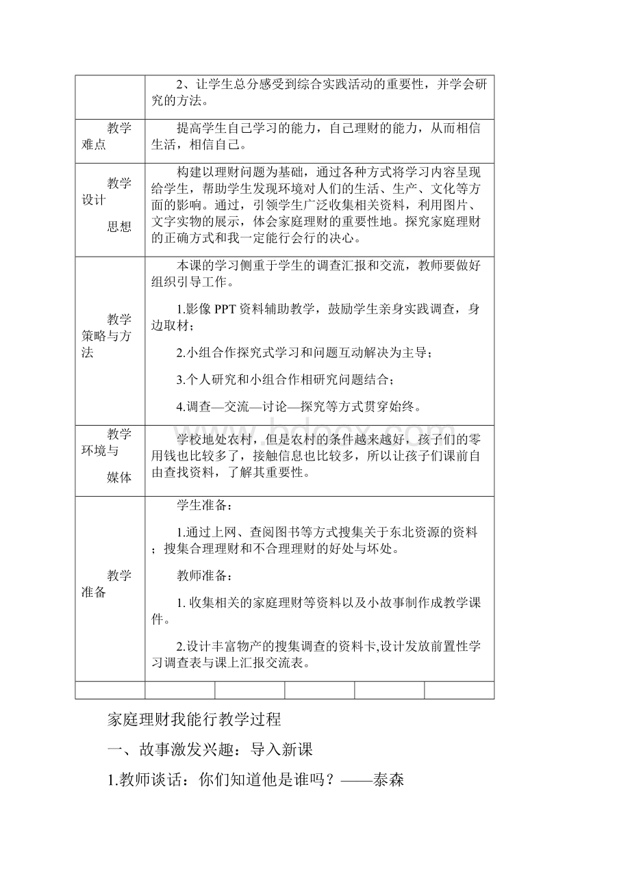 小学综合实践活动家庭理财我能行教学设计学情分析教材分析课后反思.docx_第2页