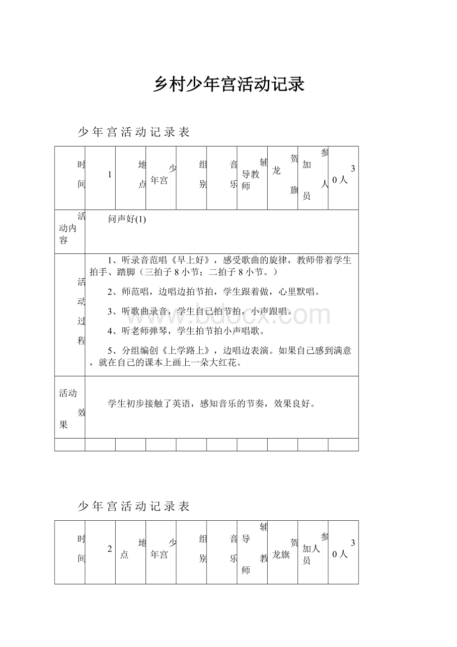 乡村少年宫活动记录.docx