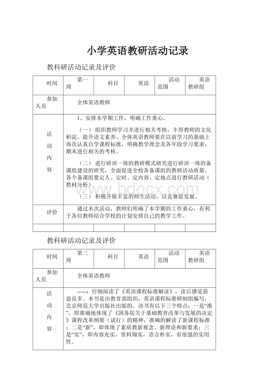 小学英语教研活动记录.docx_第1页