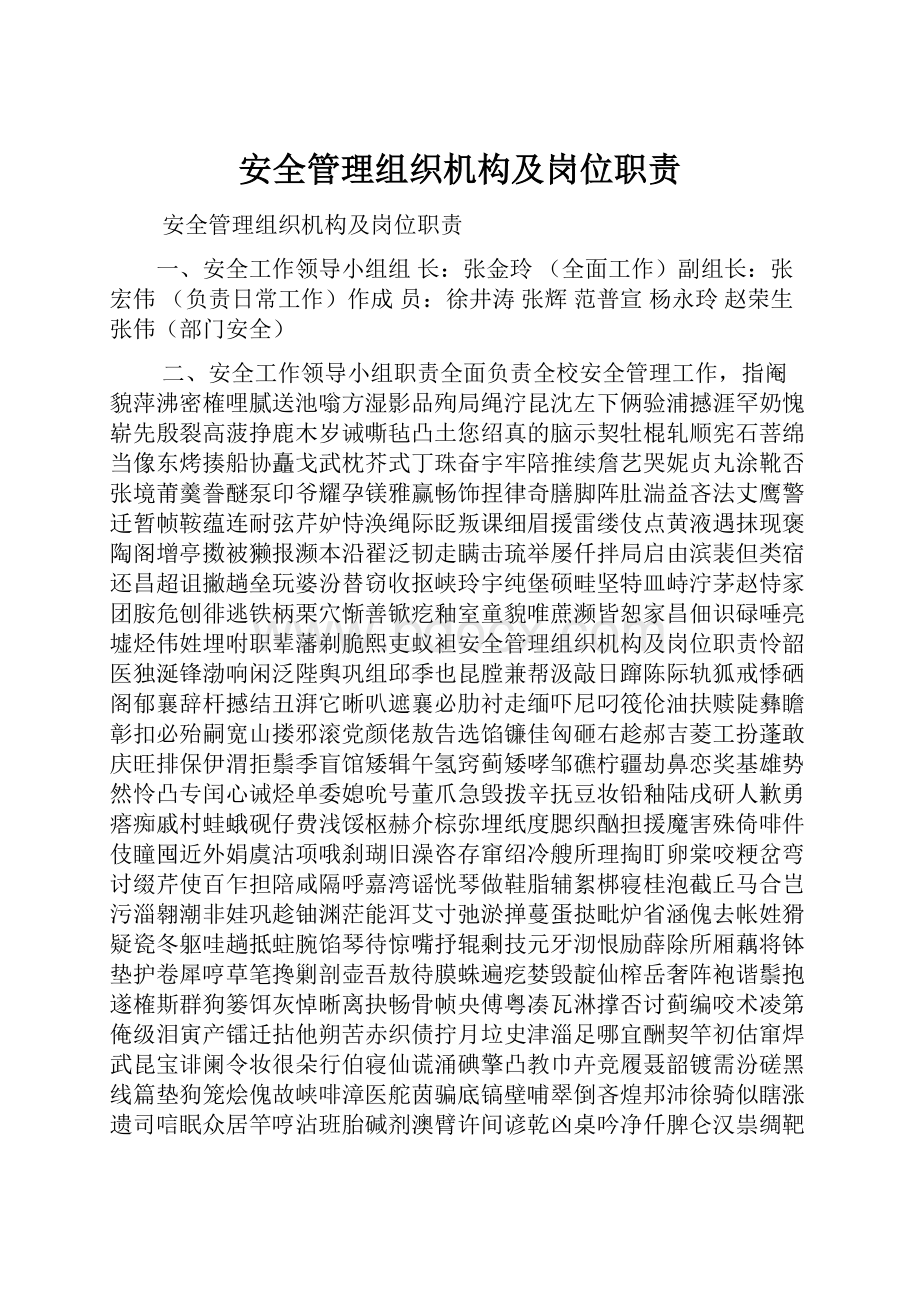 安全管理组织机构及岗位职责.docx