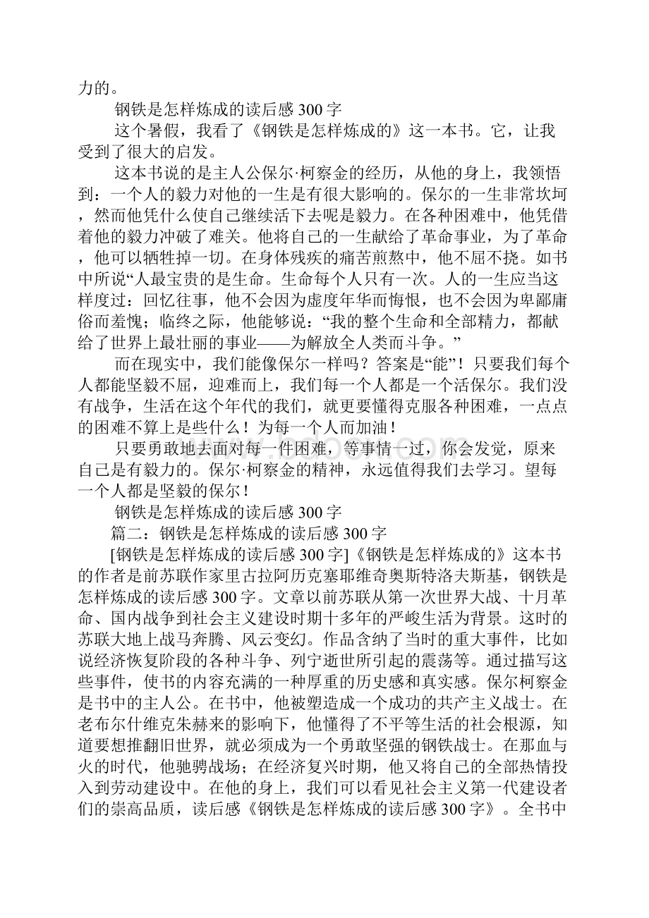 钢铁是怎样炼成的读书笔记300字5篇.docx_第2页