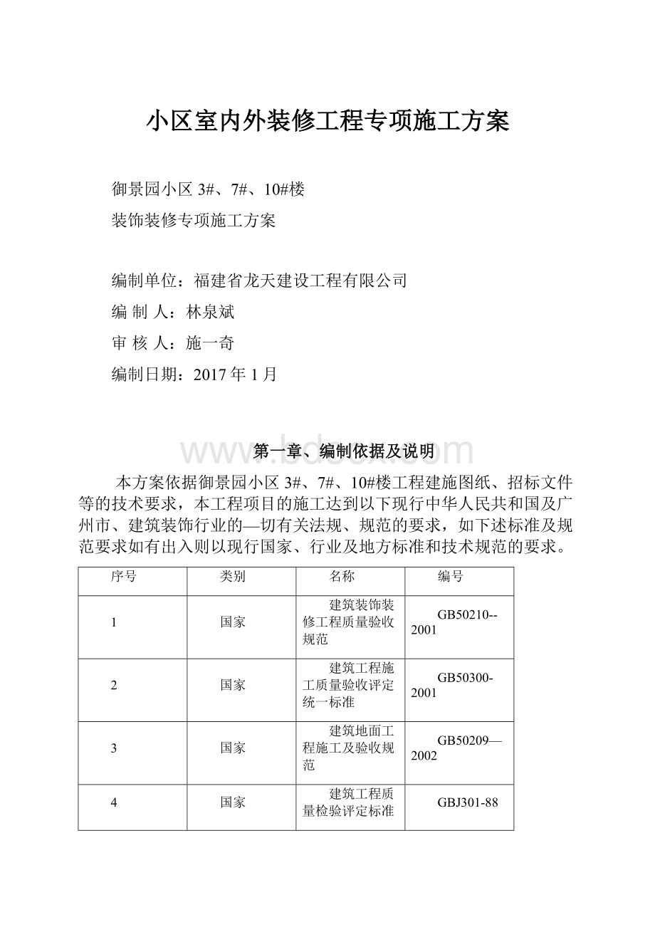 小区室内外装修工程专项施工方案.docx_第1页