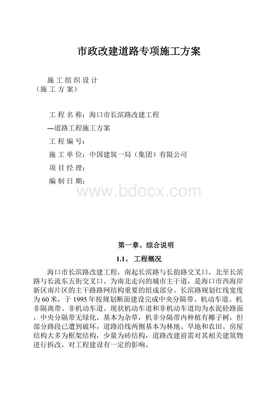 市政改建道路专项施工方案.docx