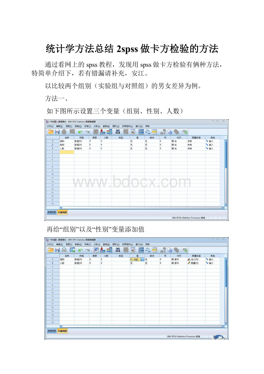 统计学方法总结2spss做卡方检验的方法.docx