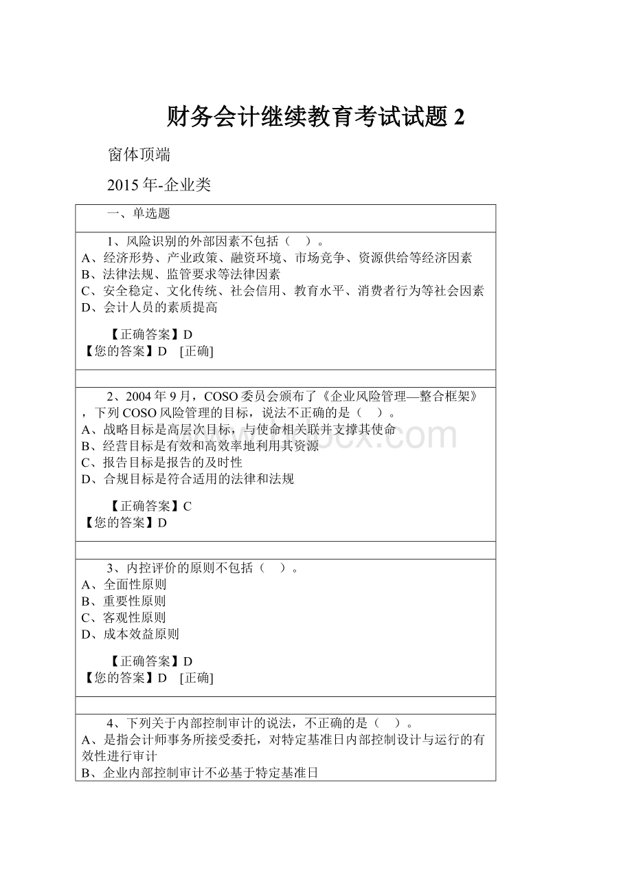 财务会计继续教育考试试题2.docx