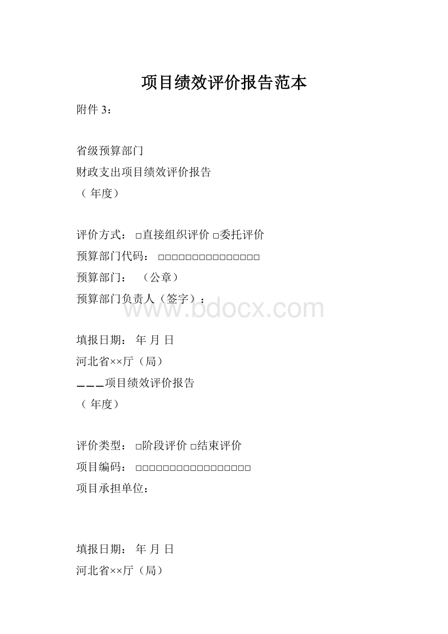 项目绩效评价报告范本.docx_第1页