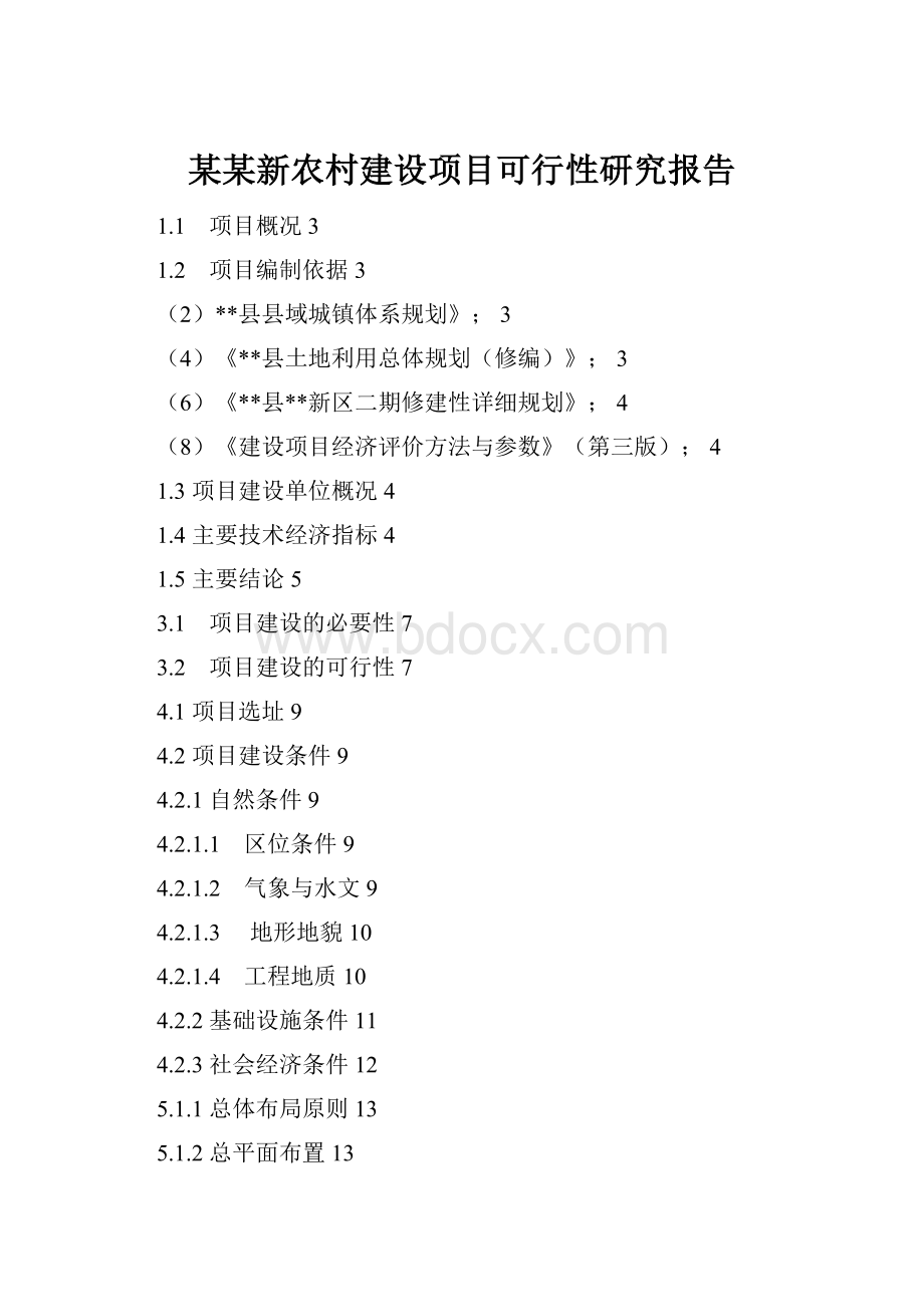 某某新农村建设项目可行性研究报告.docx