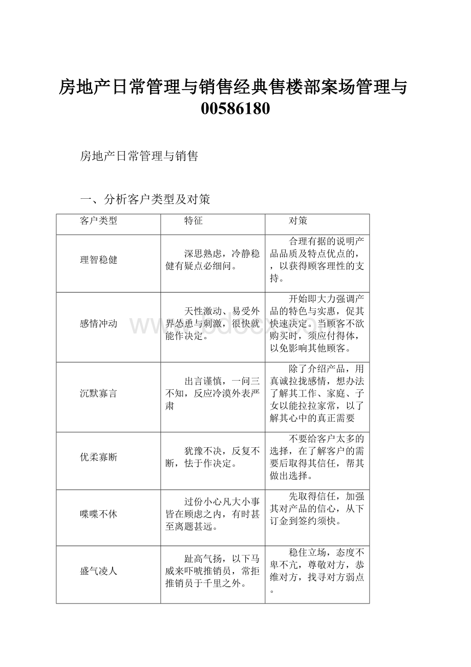 房地产日常管理与销售经典售楼部案场管理与00586180.docx