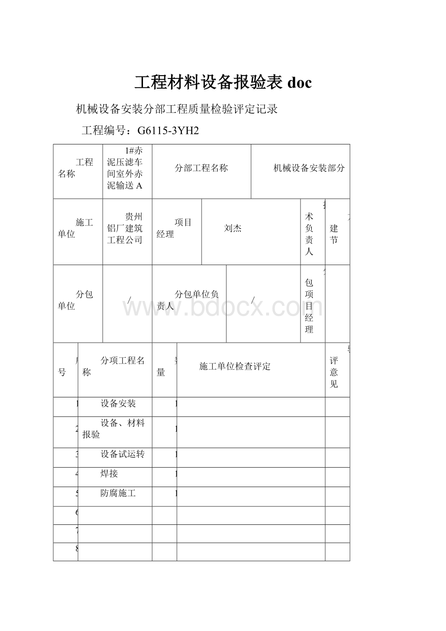 工程材料设备报验表doc.docx_第1页