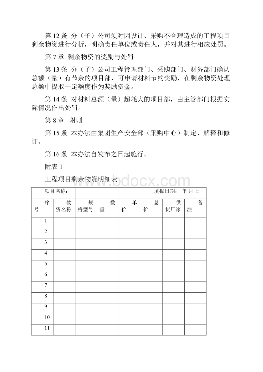 项目剩余物资管理办法.docx_第3页