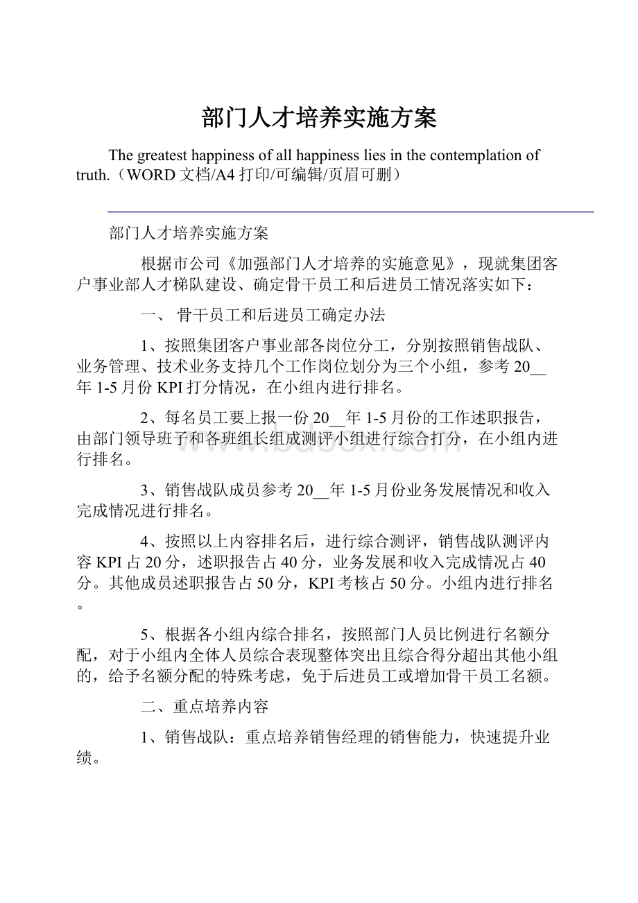 部门人才培养实施方案.docx_第1页