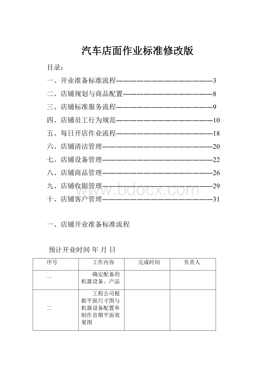 汽车店面作业标准修改版.docx