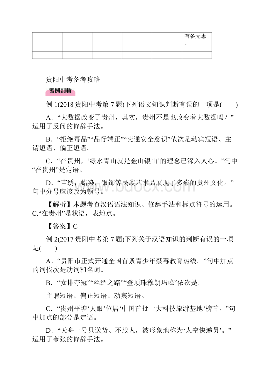 贵阳专版届中考语文总复习第1部分积累与运用专题6语文知识习题2有答案.docx_第2页