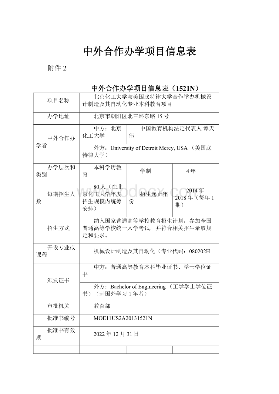 中外合作办学项目信息表.docx