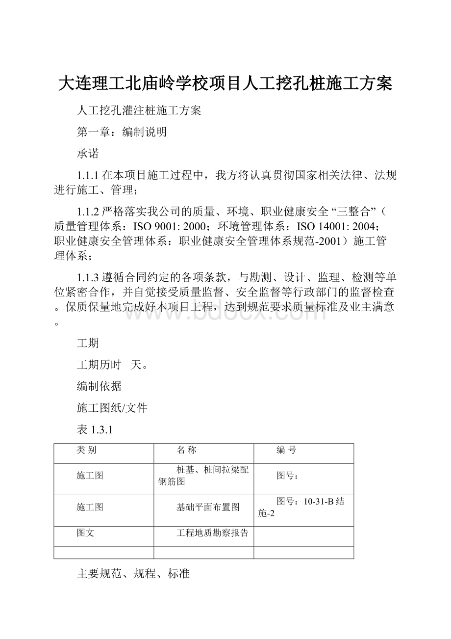 大连理工北庙岭学校项目人工挖孔桩施工方案.docx