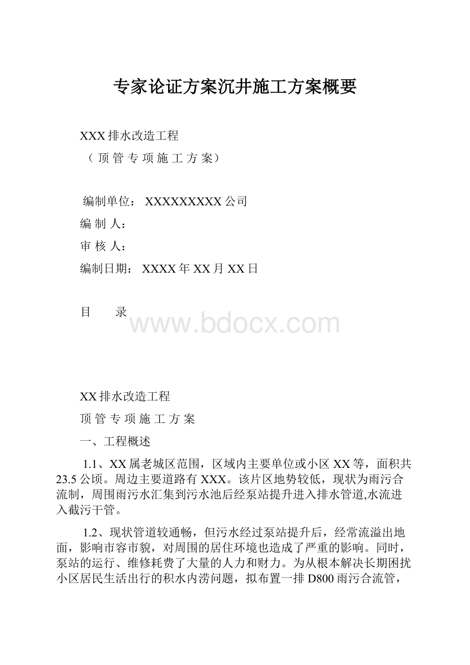 专家论证方案沉井施工方案概要.docx