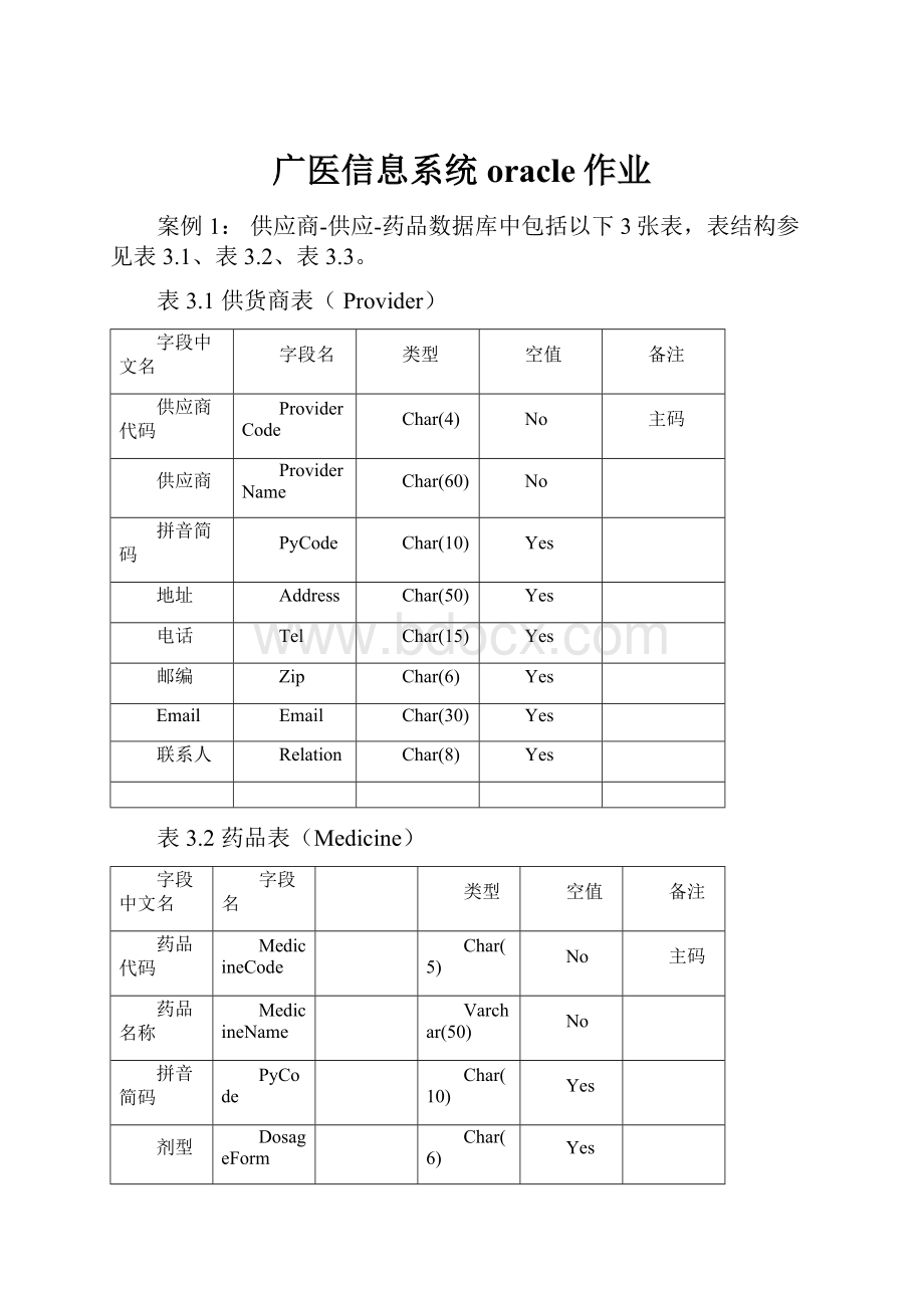 广医信息系统oracle作业.docx