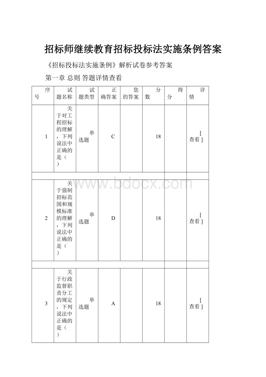 招标师继续教育招标投标法实施条例答案.docx_第1页