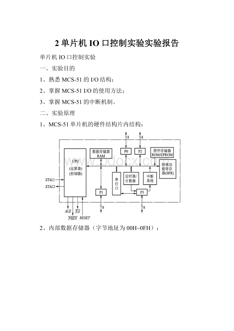 2单片机IO口控制实验实验报告.docx