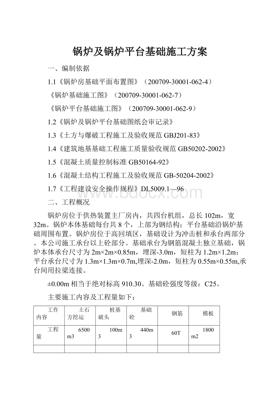 锅炉及锅炉平台基础施工方案.docx