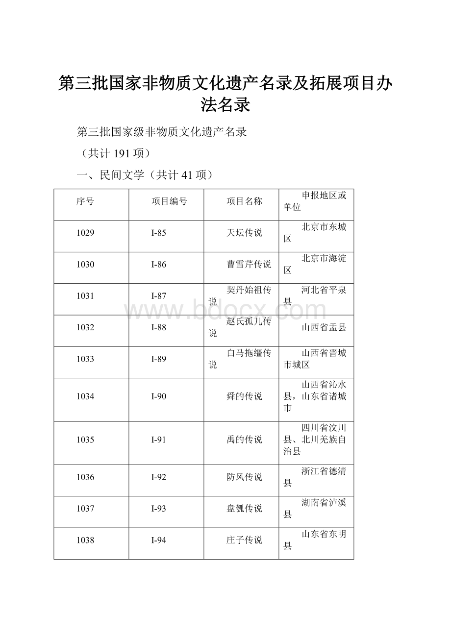 第三批国家非物质文化遗产名录及拓展项目办法名录.docx_第1页