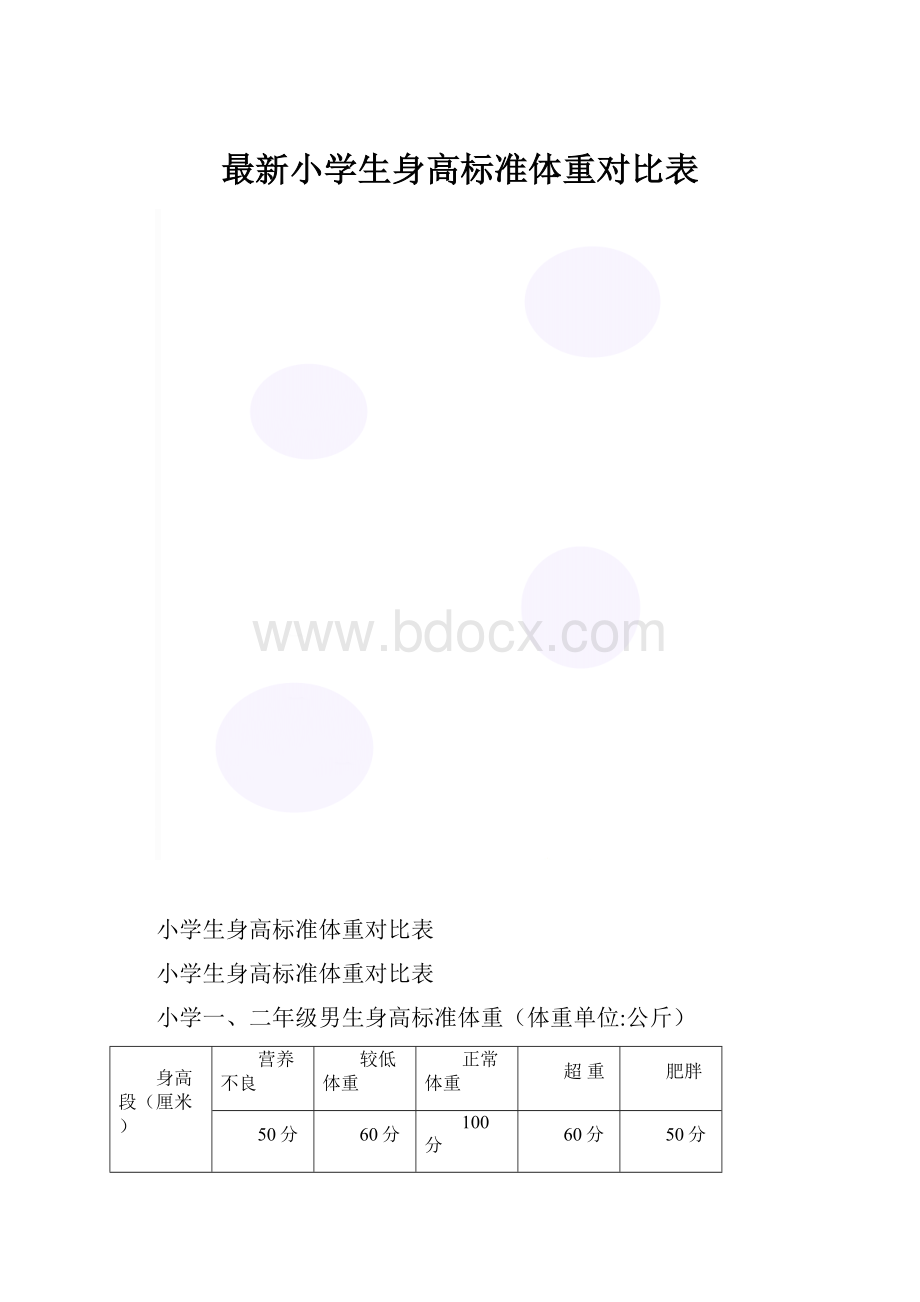 最新小学生身高标准体重对比表.docx_第1页