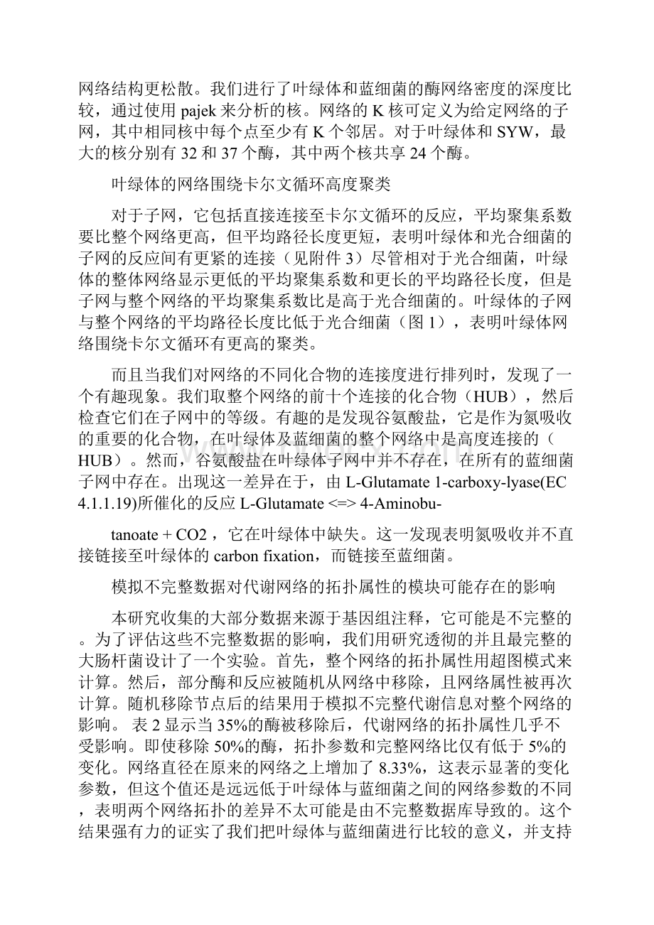 通过比较分析叶绿体和光合细菌之间的代谢网络来探索光合作用演化.docx_第3页