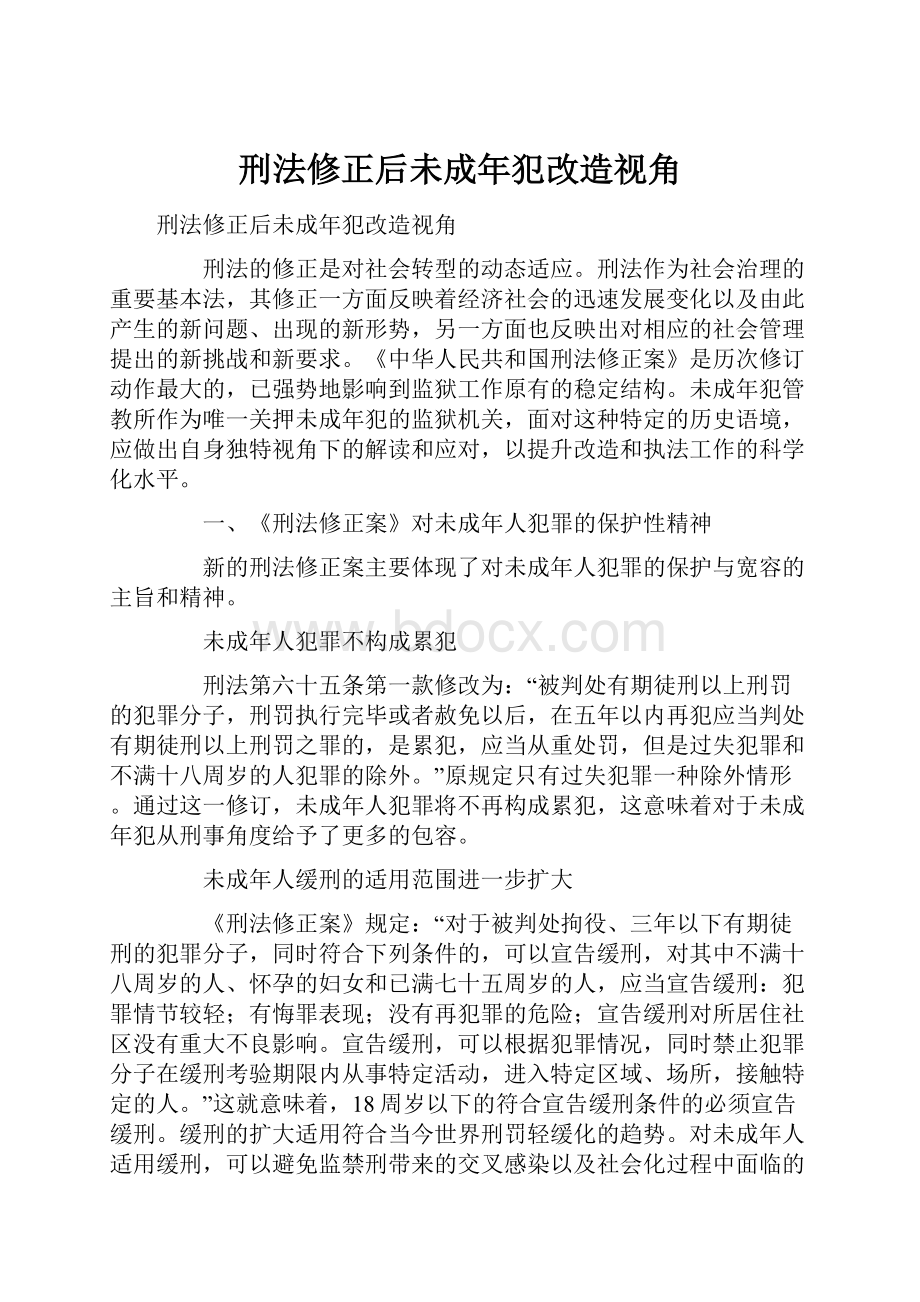 刑法修正后未成年犯改造视角.docx_第1页