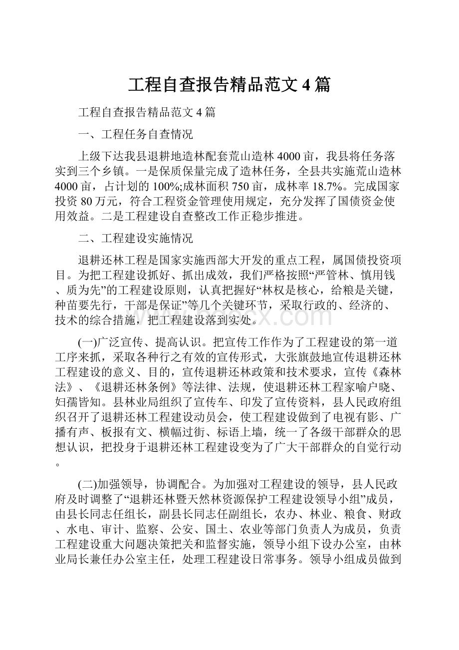 工程自查报告精品范文4篇.docx