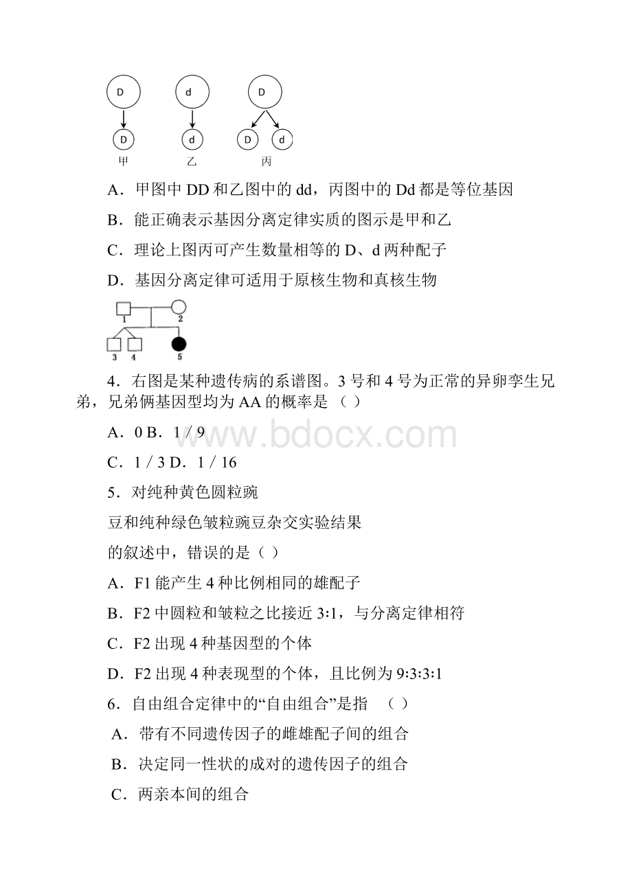 湖南省张家界市高一生物下学期期末联考试题A1.docx_第2页