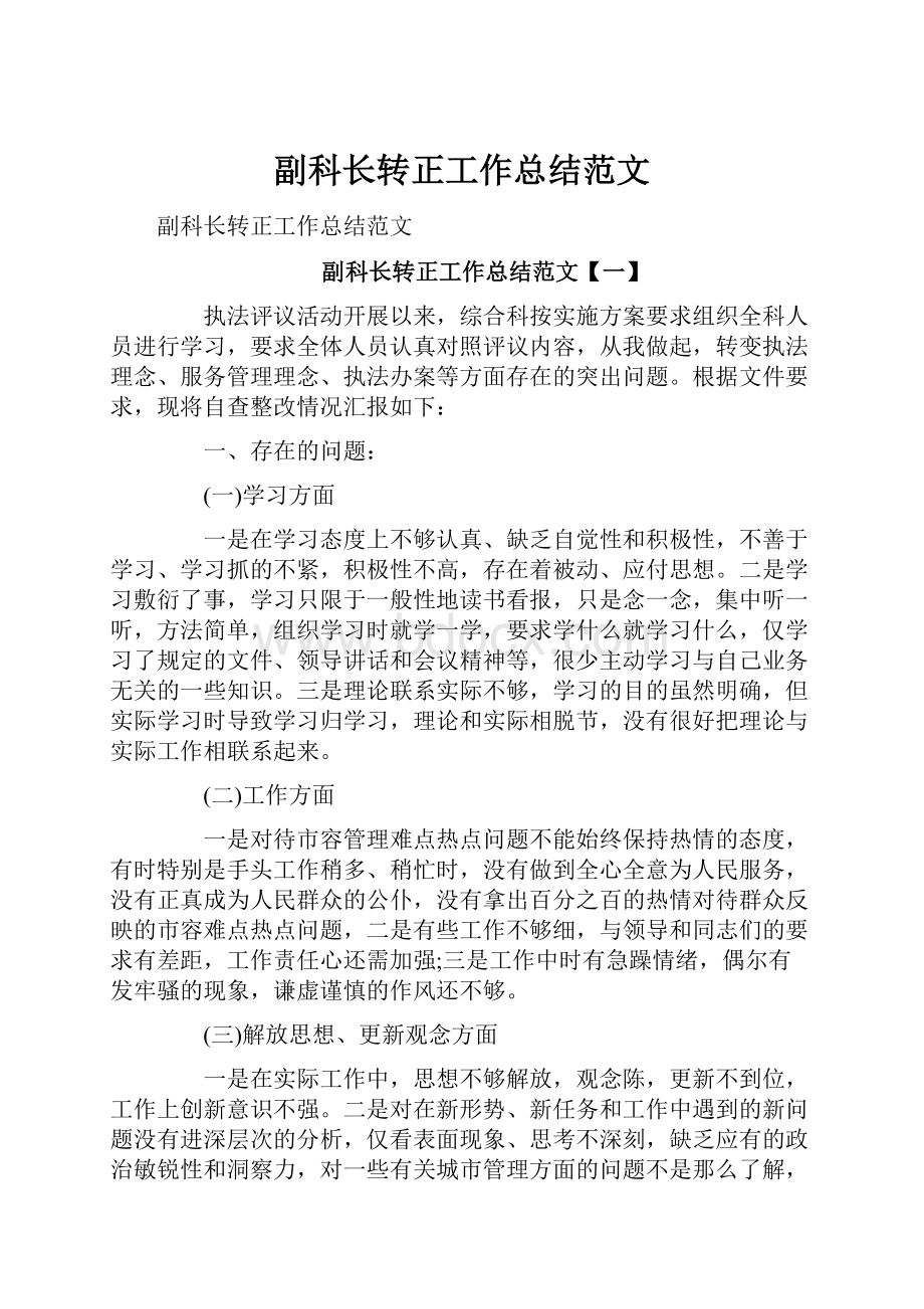 副科长转正工作总结范文.docx