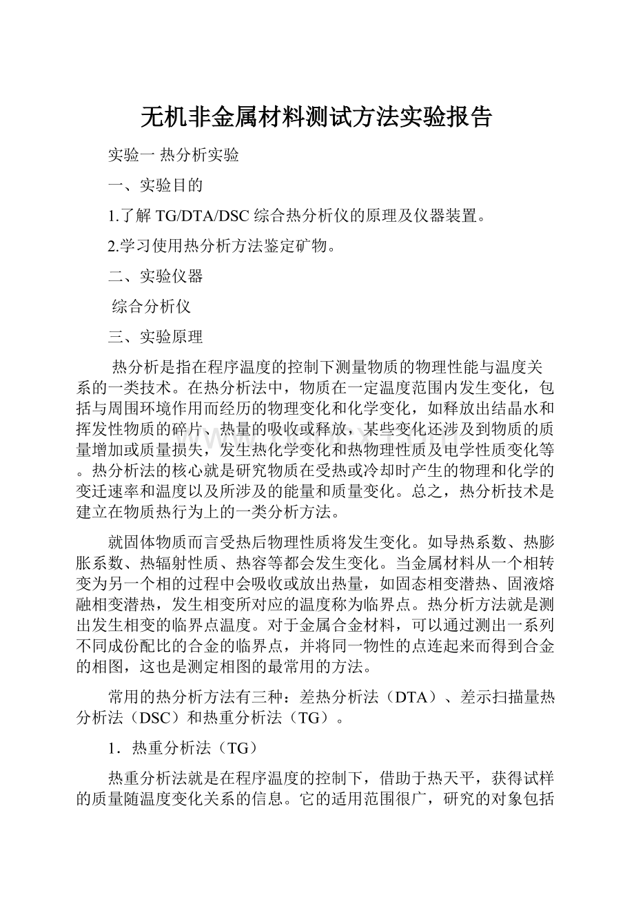 无机非金属材料测试方法实验报告.docx_第1页