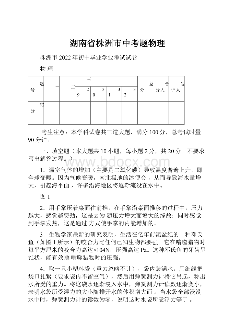 湖南省株洲市中考题物理.docx